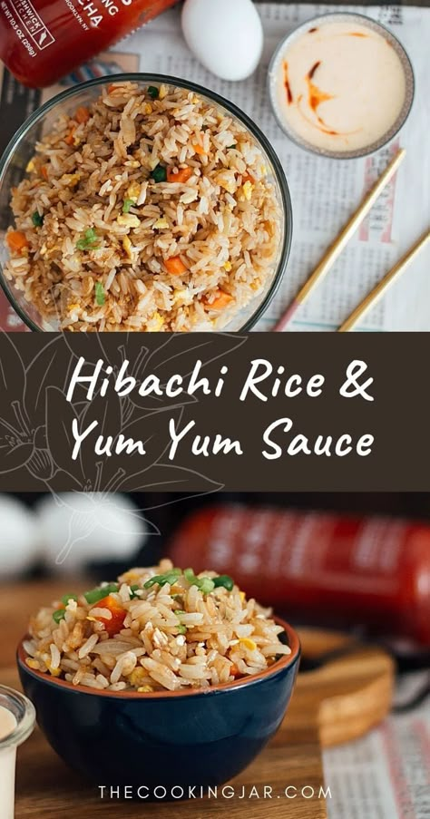 Home Dinner Recipes, Hibachi Recipes, Rice And Vegetables, Japanese Steakhouse, Yum Sauce, Yum Yum Sauce, Rice Side Dishes, Chinese Cooking Recipes, Easy Chinese Recipes