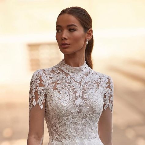 Bridal Couture 2023, Mock Neck Wedding Dress, Classic Wedding Dresses, Couture 2023, Wedding Renewal, Classic Dresses, Neck Wedding Dress, Classic Wedding Dress, Illusion Neckline