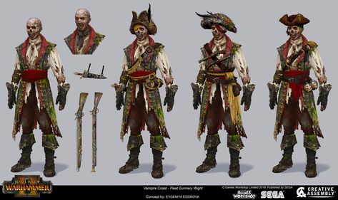 Vampire Coast Fleet Gunnery Wight, Creative Assembly on ArtStation at https://www.artstation.com/artwork/QznLJ8 Undead Costume, Vampire Coast, Total Warhammer, Warhammer Vampire Counts, Vampire Lord, Fb Games, Warhammer Fantasy Roleplay, Vampire Counts, Fantasy Battle