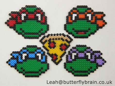 Teenage Mutant Ninja Turtles - Hama Bead Sprites | Flickr - Photo Sharing! Ninja Turtle Cross Stitch Patterns, Perler Bead Ninja Turtle, Teenage Mutant Ninja Turtles Perler Bead, Teenage Mutant Ninja Turtles Pixel Art, Ninja Turtle Perler Beads, Ninja Turtle Pixel Art, Ninja Turtle Perler Bead Pattern, Ninja Turtles Perler Beads, Hama Beads Coasters