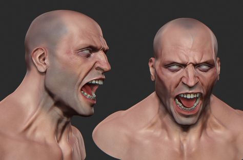 Rage by mojette on DeviantArt Anger Drawing, Anatomy Body Parts, 3d Wireframe, Boxer Art, Rage Art, Face Emotions, Human Muscle Anatomy, Rage Faces, Big Painting