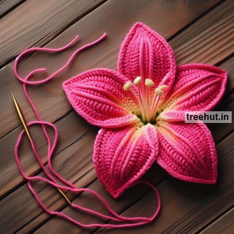 Child Art, Free Coloring Pages, Craft, Clipart, Art Ideas, Gardening at Treehut.in Crochet Flowers Free Pattern Lily, Large Crochet Flowers Free Pattern Easy, Crochet Lilly Pattern, Crochet Lily Pattern Free, Crochet Flower Tutorial Video, Crochet Plants Free Pattern, Crochet Lilies, Crochet Lily Flower, Crochet Leaf Free Pattern