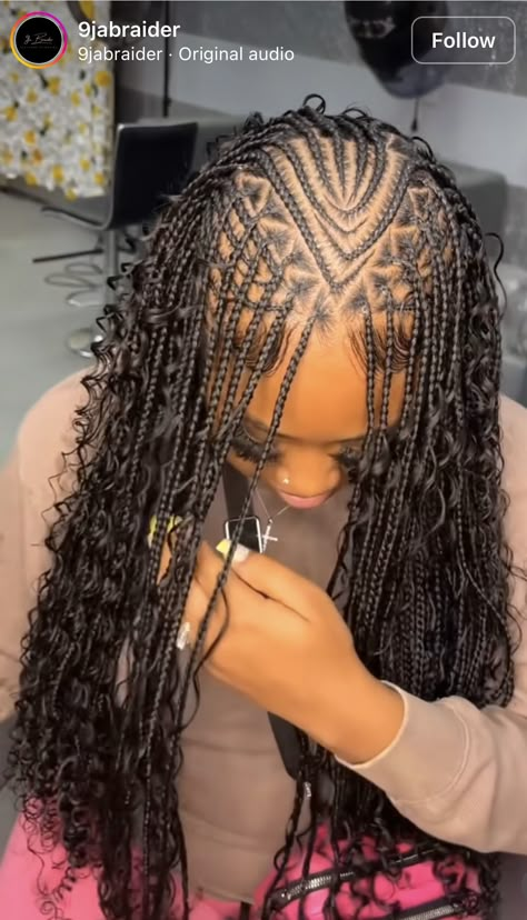 Boho Fulani Braids With Design Hair, Fungi Braids, Tribe Braids, Caribbean Hairstyles, Diva Braids, Wave Braids, Hairstyles For Black Women Cornrows, Hair Braid Patterns, Black Women Cornrows