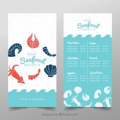 Seafood restaurant menu. Download thousands of free vectors on Freepik, the finder with more than a million free graphic resources Menu Design Layout, Ocean Food, Menu Design Inspiration, Seafood Shop, Seafood Menu, Food Menu Template, Banner Drawing, Restaurant Menu Design, Restaurant Logo Design