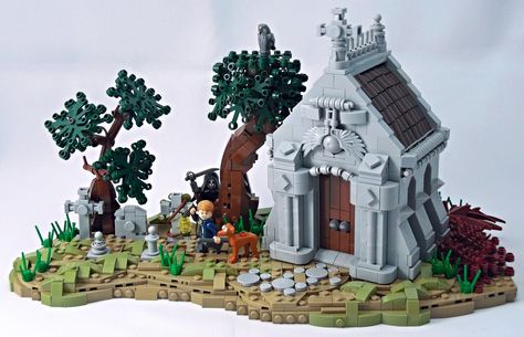 Graveyard by vitreolum. I love the mausoleum Lego Dragon, Lego Winter, Lego Halloween, Lego Hogwarts, Lego Knights, Lego Christmas, Lego Modular, Amazing Lego Creations, Lego Creative