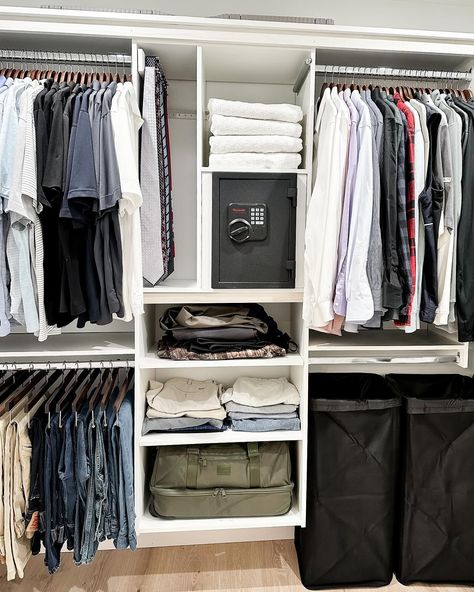 Designing and organizing closets is one of my favorite aspects of interior design. For a budget friendly solution, I use the closet evolution components from @HomeDepot and accessories from @Amazon! Follow my shop @evaliadesign on the @shop.LTK app to shop this post and get my exclusive app-only content! #liketkit #LTKhome #LTKstyletip #LTKmens @shop.ltk https://liketk.it/4pUNV His Primary Closet Design | DIY | Wooden Hangers | Belt Rack | Tie Rack | Watch Winder | Hampers | Men’s Cologne... Guys Closet Organization, Mens Clothes Organization, Adult Closet Organization Ideas, Men’s Closet Design, Closet Organization Men, Male Closet Ideas, Closet Organization Ideas Men, Mens Closet Organization Ideas, Men’s Closet Ideas