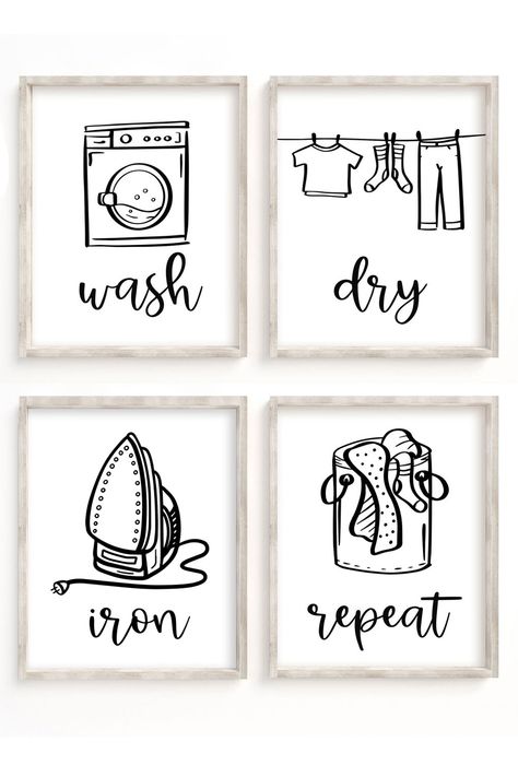 Laundry Care Symbols, Wash Dry Fold Repeat, Grey Laundry Rooms, Stain Removal Guide, Laundry Art, Laundry Room Wall, Laundry Symbols, Laundry Room Art, Laundry Room Wall Decor