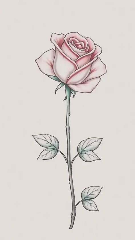 Check Out This Cute Rose Drawing & 12+ Other Rose Drawing Ideas! #drawing #drawingideas Single Stem Rose Drawing, Roses And Vines Drawing, Bunch Of Roses Drawing, How To Draw Rose Flower, Long Stem Rose Drawing, Rose Doodle Simple, Rose Stem Drawing, Rose Drawing Simple Sketch, Rose Flower Drawing Design