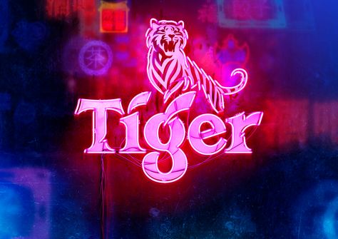 Consultez mon projet @Behance : \u201cTIGER BEER\u201d https://www.behance.net/gallery/53983551/TIGER-BEER Beer Typography, Print Campaign, Tiger Beer, Beer Signs, Abstract Iphone Wallpaper, Neon Lights, Landscape Wallpaper, Behance Net, Bar Design