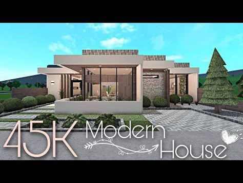 BLOXBURG: 45K MODERN HOUSE | NO-GAMEPASS - YouTube Tiny Modern House Bloxburg, Bloxburg House Ideas 1 Story Layout Simple, Bloxburg 1 Story Exterior, One Story House Ideas Bloxburg, 35k Bloxburg House, Bloxburg Houses One Floor, Welcome To Bloxburg House Ideas 1 Floor, Cute One Floor Bloxburg Houses, Modern House Floor Plans 1 Story