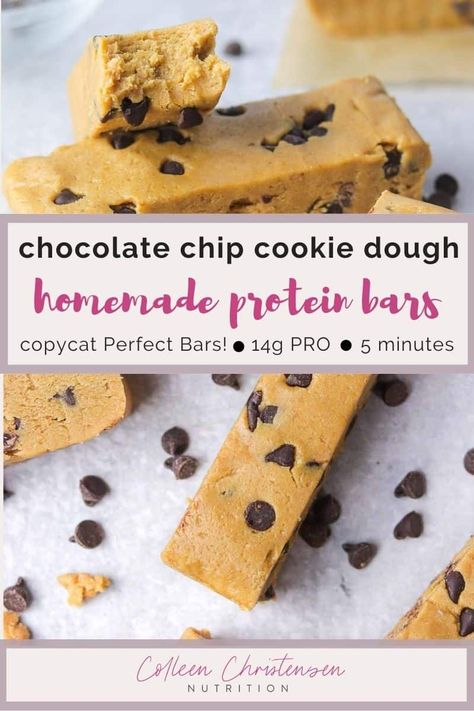 Cookie Dough Protein Bars, Perfect Bar Recipe, Cookie Dough Protein, Homemade Cookie Dough, High Protein Cookies, Peanut Butter Protein Bars, Protein Cookie Dough, Cookie Dough Bars, Protein Bars Homemade