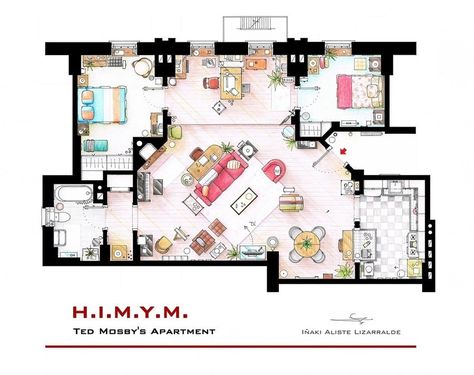 Here's What Your Favorite TV Characters' Apartments Would Look Like IRL How Met Your Mother, Ted Mosby, Favorite Tv Characters, Sims 4 House Building, Apartment Floor Plan, Apartment Floor Plans, Casas The Sims 4, Sims Building, Sims House Plans