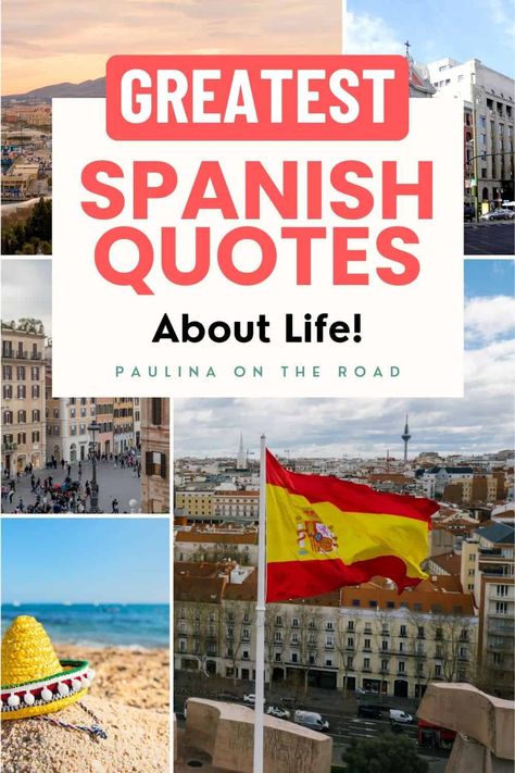 Are you looking for the best Spanish Quotes about Life? There's the ultimate list with inspirational Spanish quotes about friendship, love, and families. These also make perfect Spanish quotes for Instagram or romantic Spanish phrases for your beloved ones. Some of these Spanish quotes are funny, others make you think and are about life, in general, and how to make the best out of life. You can even save these Spanish quotes for tattoos. #spanishquotes #spanishquotesinspirational #spanish Spanish Quotes About Family, Spanish Quotes For Tattoos, Spanish Quotes About Life, Amazing Quotes Deep, Inspirational Spanish Quotes, Beautiful Spanish Quotes, Spanish Quotes Tattoos, Spain Quote, Short Spanish Quotes