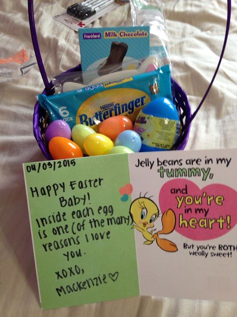 My Easter gift for my boyfriend. Basket Gift For Boyfriend, Easter Gifts For Boyfriend, Husband Easter Basket, Boyfriend Easter Basket, Gift For My Boyfriend, Diy Easter Gifts, Easter Presents, Bf Gifts, Creative Gifts For Boyfriend