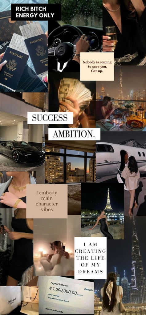 Vision Board Collage, Rich Women Lifestyle, Vision Board Examples, Life Goals Future, Life Goals Pictures, Vision Board Images, Wealthy Lifestyle, Vision Board Wallpaper, Career Vision Board