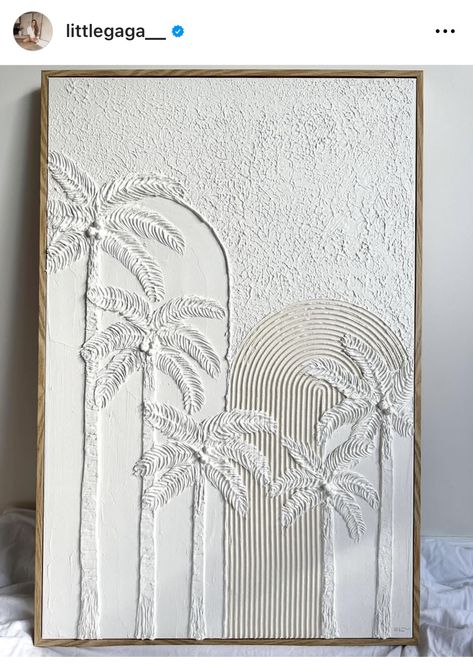 Palm Tree Texture Art, Textured Art Palm Tree, Caulk Art Canvases, Spackle Canvas Art, Texture Art Painting, Art Show Ideas, Texture Decor, Apartment Ideas Aesthetic, معرض فني