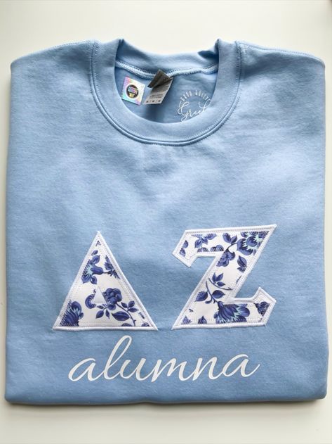 Sorority Alumni Gifts, Letter Shirts Sorority, Stitched Letters Sorority, Stitch Letters Sorority, Sorority Stitched Letters, Senior Baskets, Sorority Letter Shirts, Sorority Shirts Letters, Greek Letter Shirts