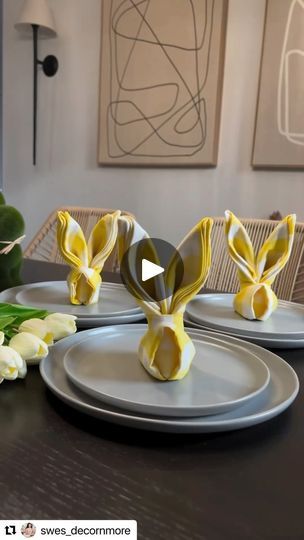 Easter Napkin Folding, Bunny Napkin Fold, Fancy Napkin Folding, Towel Folding, Napkin Folds, Easter Napkins, Bunny Napkins, Easter Table Settings, Easter Tablescapes