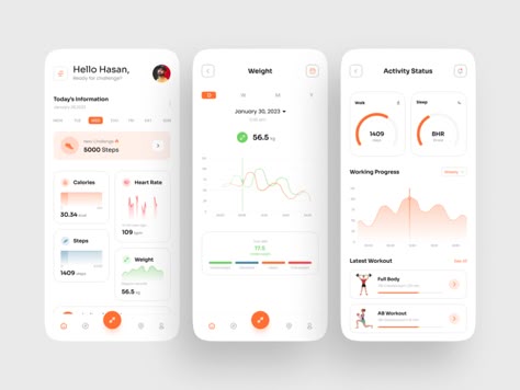 Fitness App by Hasan Mahmud on Dribbble Fitness Apps Design, Fitness App Ui, Psychology Website, Mobile App Ideas, Creative Ui Design, Gym App, Health App Design, Mobile Login, Nutrition App