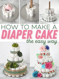 This is the best diaper cake tutorial! Everything you've ever wanted to know to make a darling diaper cake. Step by step instructions and tons of cute decorating ideas. Perlengkapan Bayi Diy, Diaper Cakes Tutorial, Diaper Cake Instructions, Diy Diaper Cake, Girl Diaper Cake, Nappy Cake, Nappy Cakes, Baby Shower Crafts