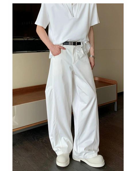 Cui Chic Plain Color Pants • Discover Trending Men's Fashion From Asia • Collection: Cui's Closet . #koreanfashion #streetwear #streetfashion #outfitidea #styleinspo #mensfashion White Pants Outfit Men, White Outfit Men, White Pants Outfit, Pants Outfit Men, Color Pants, Plain Color, White Outfit, Colored Pants, Mens Fashion Trends