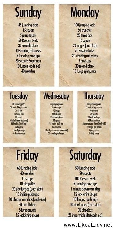 Daily workout exercise - timetable - LikeaLady.net Standing Calf Raise, Wedding Workout, Daily Workout Plan, Popular Workouts, Weekly Workout, Workout Guide, Hiit Workout, Cardio Workout, Daily Workout