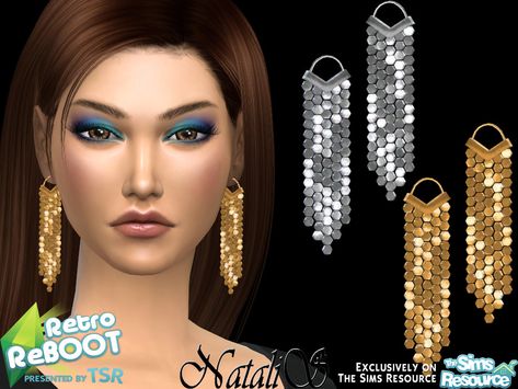 Sims 4 — Retro ReBOOT_NataliS_ 70s disco mesh earrings by Natalis — Retro ReBOOT_NataliS_ 70s disco mesh earrings. Sims 4 Retro, Glitter Jacket, 60s Jewelry, Spike Ring, Star And Moon Necklace, Cross Choker, Sims 4 Downloads, 70s Disco, Snowflake Earrings