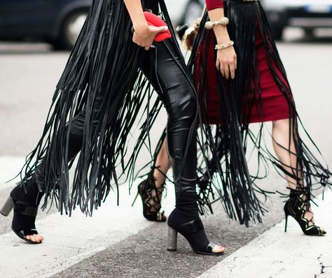 Fringe in MILAN Fringe Fashion, Street Style Blog, Model Street Style, Street Chic, Roberto Cavalli, Fashion Details, Fashion Week Spring, Milan Fashion Week, Leather Fashion