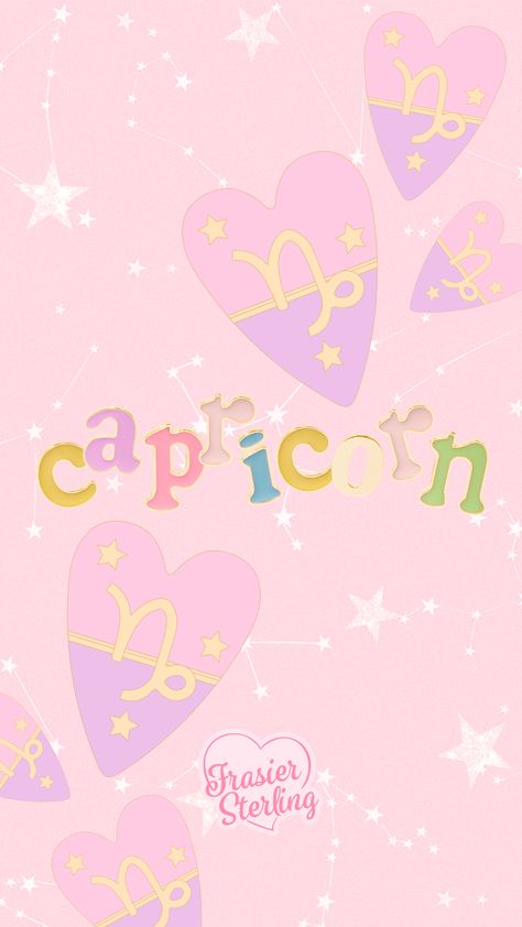 Pink Capricorn, Capricorn Wallpaper, Capricorn Earth Sign, Capricorn Aesthetic, Tartan Wallpaper, Capricorn Art, Cute Typography, Cartoon Paper, Cool Album Covers