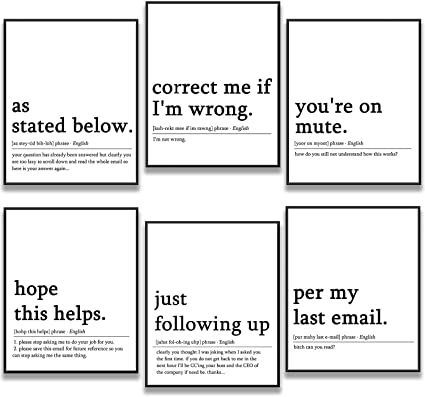 6 PCS Funny Office Decor for Women Men Home Office Wall Decor Accessories - 8 x 10 inches Funny Quotes Coworker Gifts Aesthetic Room Decor - Unframed Work Cubicle Decor, Office Decor Women, Men Home Office, Office Decor Workplace, Gifts Aesthetic, Office Decor For Women, Work Cubicle, Cubicle Decor Office, Home Office Wall Decor