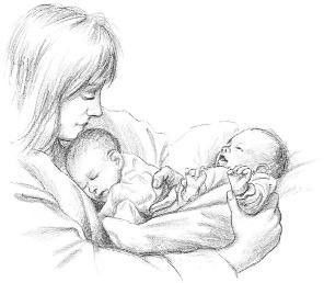 Pregnancy After 35, Boy And Girl Sketch, Twins Mommy, Mom Drawing, Family Sketch, Twin Baby Boys, Twin Baby Girls, Infant Loss Awareness, Baby Twins