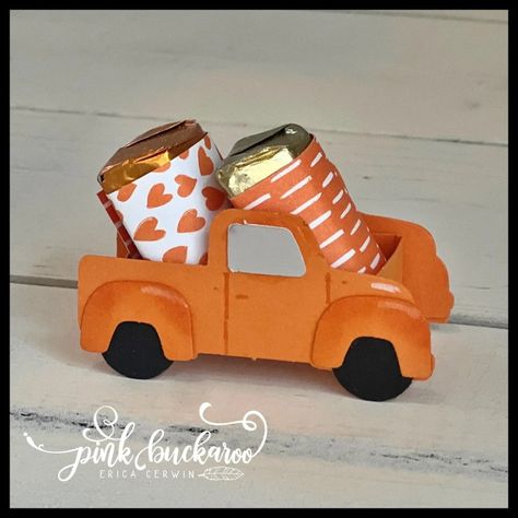 Truck Stamps, Candy Treat Box, Pink Buckaroo Designs, 3d Paper Projects, Gift Card Boxes, Fall Mini, Treat Holder, I Pick, Pretty Packaging