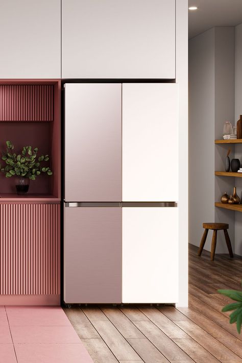 Samsung Bespoke Fridge, Bespoke Fridge, Be Spoke, Samsung Bespoke, Bespoke Home, Samsung Fridge, Condo Kitchen, Kitchen Redesign, Laundry Appliances