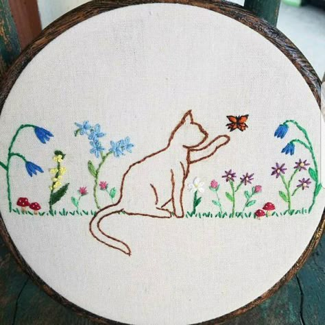 Cats Embroidery, Embroidery Cat Patterns, Small Cat Embroidery, Kitten Embroidery, Flower Cat Embroidery, Tabby Cat Embroidery, Cat Embroidery, Dog And Cat Embroidery Designs, Cat Embroidery Design