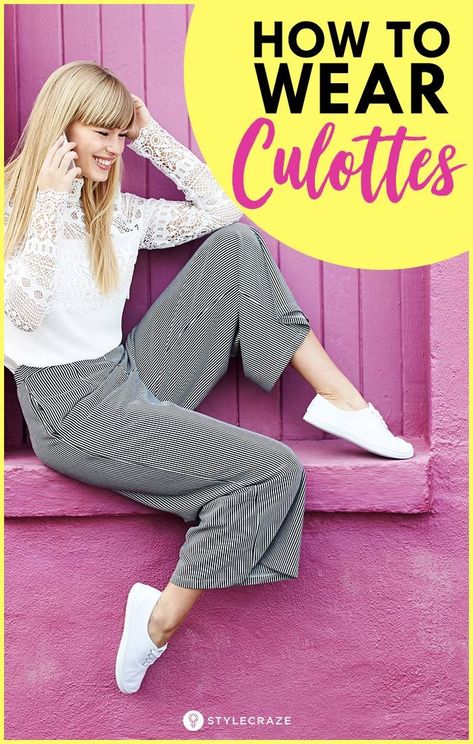 How To Wear Culottes  Fashion | Street Style | Women Fashion | #style #dresses #fashion Culottes Outfit Work, Red Sweater Outfit, How To Wear Culottes, How To Style Culottes, Culottes Outfit, White Sweater Outfit, Women Attire, Preppy Fall Outfits, Different Shoes