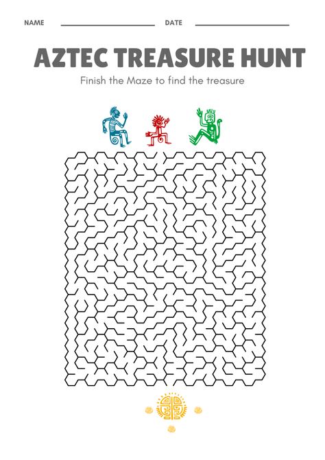 Free Awesome Aztec puzzle printable activity sheets - Help My Kids Are Bored Aztec Projects For Middle School, Mayan Coloring Pages, Aztecs For Kids, Maya Inca Aztec Projects, Montezuma Aztec, November Art, Aztec Mask, Puzzle Printable, Printable Activity Sheets