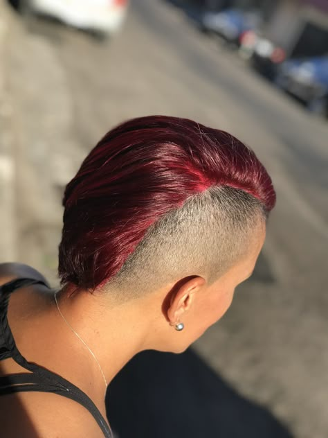 Red Hair Undercut, Mullet Mohawk, Cyberpunk Hairstyles, Pink Mohawk, Pixie Mohawk, Women Mohawk, Female Mohawk, Weird Haircuts, Punk Rock Hair