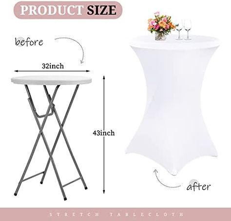 https://www.homepartyking.com/product/8-packs-cocktail-spandex-stretch-square-corners-tablecloth32-x-43-white-spandex-cocktail-round-table-covers-fitted-highboy-cocktail-table-cloth-for-bar-wedding-cocktail-party-banquet-table Wedding Cocktail Tables, White Spandex, Wedding Cocktail Party, Banquet Table, Bar Wedding, Bar Party, Round Table Covers, Party Bars, Wedding Cocktail