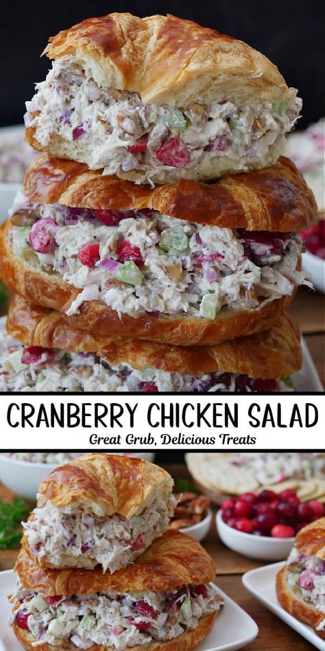 Cranberry Chicken Salad is an amazingly delicious and decadent chicken salad recipe packed with fresh cranberries, chopped pecans, shredded chicken breasts, seasonings, mayonnaise, and more. Chicken Cranberry Salad Recipe, Cranberry Pecan Chicken Salad Recipe, Fun Chicken Salad Recipes, Blackberry Chicken Salad, Chicken Salad Stuffed Peppers, Cranberry Chicken Sandwich, Chicken And Cranberry Salad, Chicken Salad With Craisins Recipes, Christmas Chicken Salad