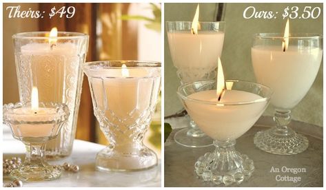 Thrifted Candles, Pillar Candles Diy, Oregon Cottage, Candle Recipes, Hand Dipped Candles, Thrift Store Diy, Glass Candles, Candle Making Business, Teacup Candles