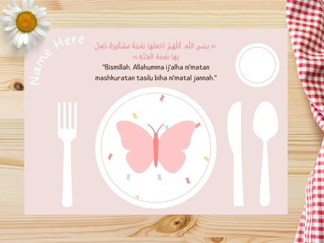 Personalized Islamic Montessori Placemat Muslim Kids - Etsy Austria Dua Before Eating, Islamic Montessori, Montessori Placemat, Placemats Kids, Muslim Kids, Montessori, Austria, Placemats, Printed Items