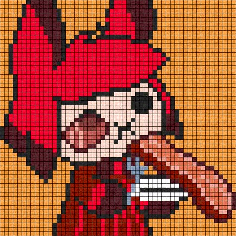 Hazbin Hotel Pixel Art, Aphmau Fan Art, Easy Pixel Art, Pixel Art Templates, Pixel Drawing, Characters Inspiration Drawing, Pix Art, Pixel Art Grid, Tapestry Crochet Patterns