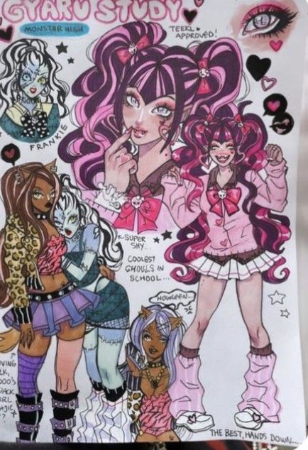 Lilith Van Hellscream Monster High, Monster High Sketchbook, Gyaru Draculaura, Gyaru Monster High, Monster High Art Style, Draculaura Drawing, Monster High Drawings, Full Body Pose Reference Drawing, Monster High Redesign