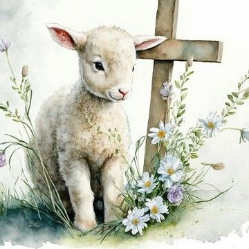 Easter Lambs, Lamb Painting, Robin James, Painted Windows, Easter Paintings, Paintings Easy, Flowers Poster, Pretty Watercolor, Easter Lamb