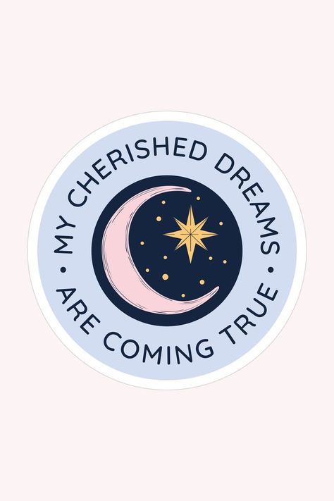 Transparent, glossy, and matte sticker. Designed and sold by Elvira Dreaminess on Redbubble ✨ #design #sticker #dream #dreams #dreamscometrue #manifestation #manifesting #manifestingdreams #stars #moon #positivequotes Cute Laptop Stickers, Manifesting Dreams, Iphone Home Screen Layout, Stars Moon, Manifestation Journal, Design Sticker, Aesthetic Stickers, Journal Stickers, Printable Stickers