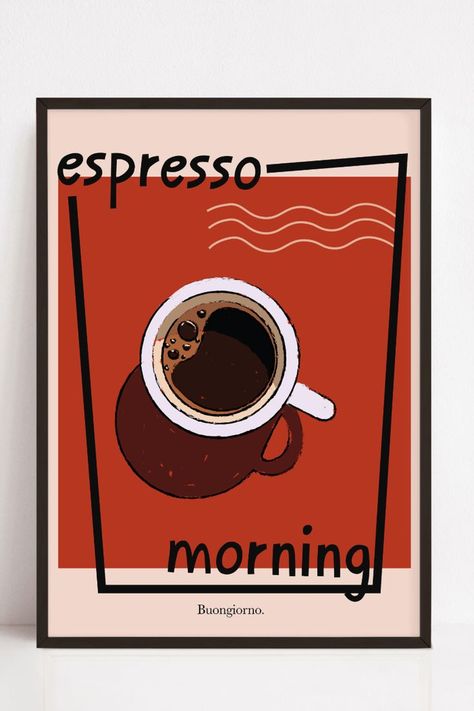 Vintage Coffee Poster, Coffee Prints, Vintage Coffee Shops, Coffee Poster Design, Coffee Shop Coffee, Mid Century Modern Poster, Cafe Posters, Retro Painting, Coffee Decor Kitchen