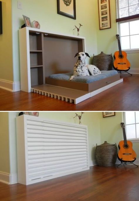 Want to know how to design a space for your dog? Here's one of my picks for a great bed idea. Horizontal Murphy Bed, Murphy Bed Ikea, Murphy Bed Diy, Murphy Bed Plans, Cool Dog Beds, Animal Room, Design A Space, Dog Rooms, Wall Bed