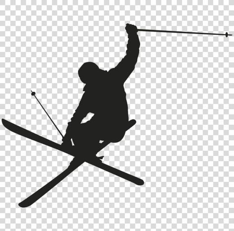 Skier Drawing, Ski Silhouette, Skiing Silhouette, Skier Silhouette, Ski Designs, Skiing Illustration, Skiing Tattoo, Decal Business, Clip Art Silhouette