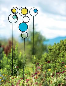 Kaleidoscope Stakes, Set of 3 Long Stem Flowers, Decorative Garden Stakes, Lawn Art, Making Stained Glass, Glass Garden Art, Metal Garden Art, Glass Garden, Garden Art Diy, Garden Stakes