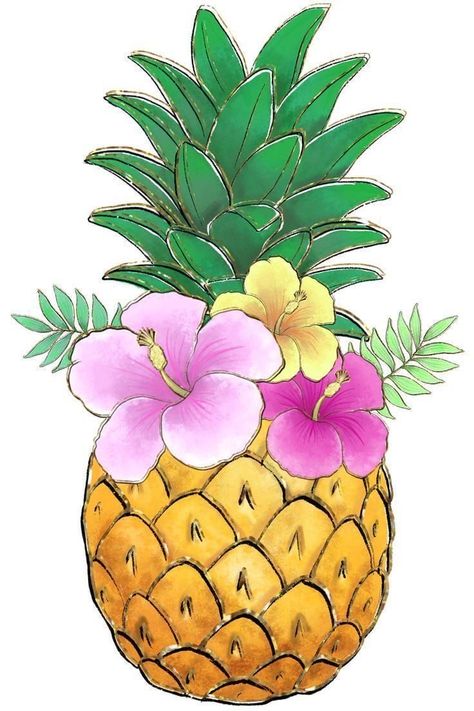 Summer Pattern Design, Pineapple Pictures, Girls On The Beach, Pineapple Drawing, Pineapple Wallpaper, Watercolor Pineapple, Simple Birthday Decorations, Flamingo Theme, Fiesta Tropical